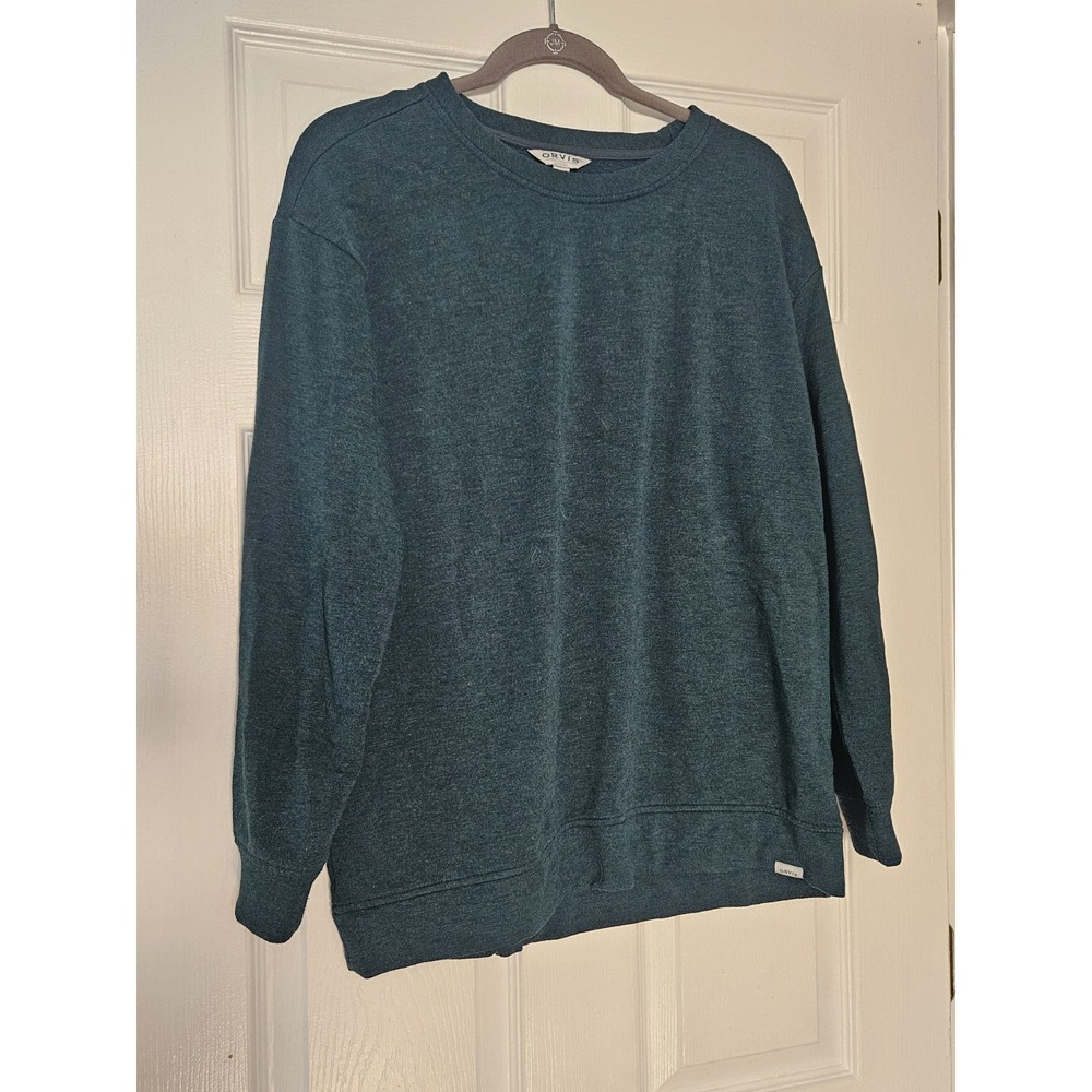 Orvis Sweatshirt Mens M Green Outdoors Casual Hiking Cabincore Camping Stretch